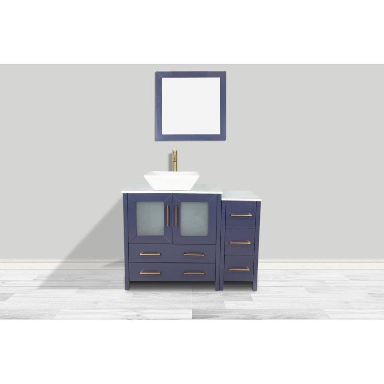 Wade Logan® Karson 42'' Single Bathroom Vanity with Engineered Marble